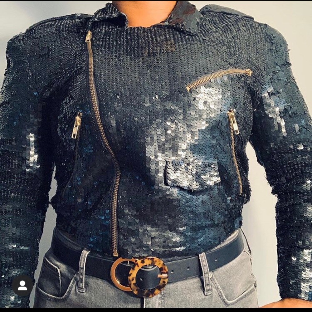 Sequin biker jacket